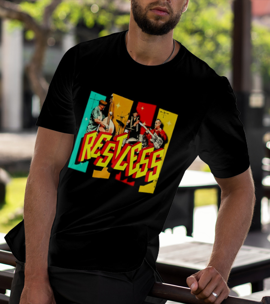 Restless Band Rockabilly Psychobilly Music Members Colorful Performance T-Shirt