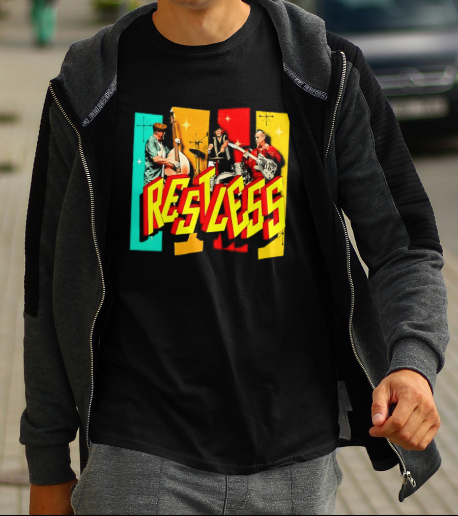 Restless Band Rockabilly Psychobilly Music Members Colorful Performance T-Shirt