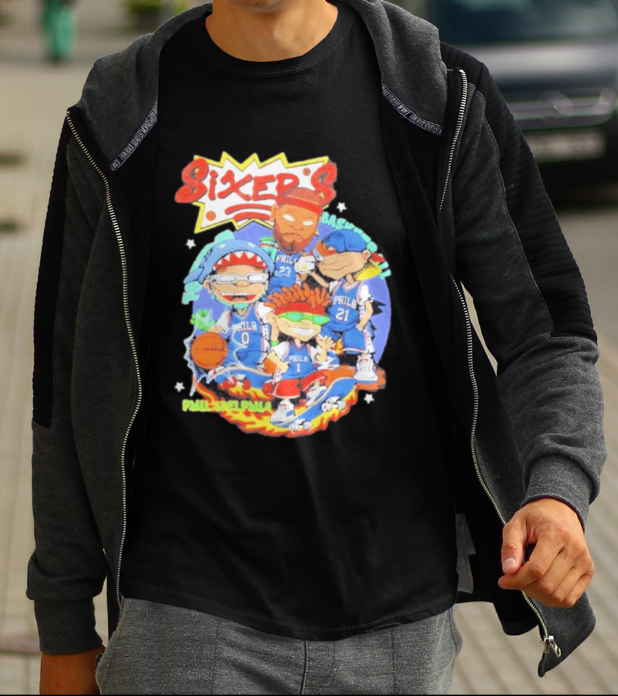 Philadelphia Sixers Basketball Rugrats Characters T-Shirt