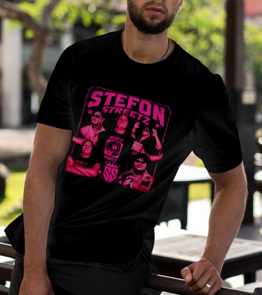 Stefon Streetz Pink Stars And Faces T-Shirt