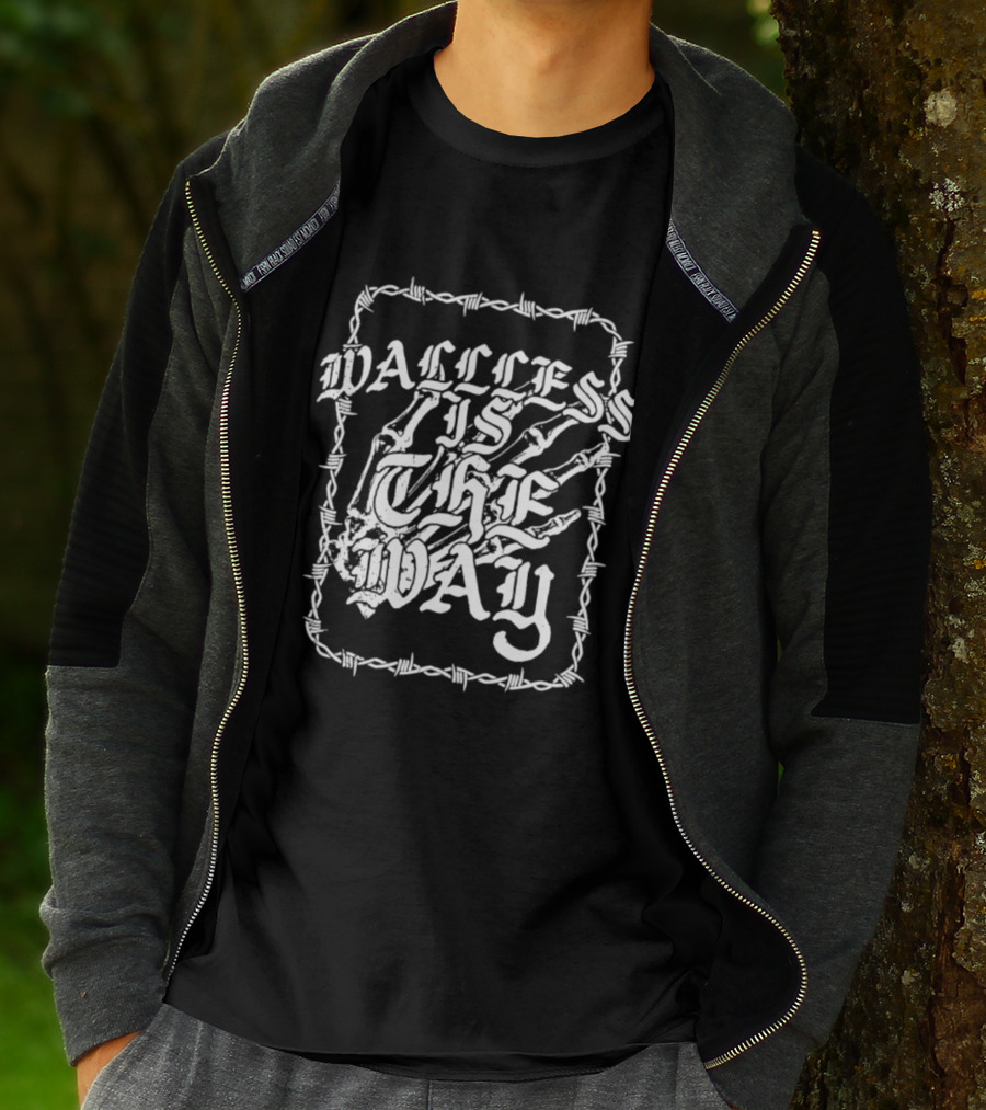 Wallless Is The Way Adam Wacker X WhiteCrayon Collaboration Barbed Skeleton T-Shirt