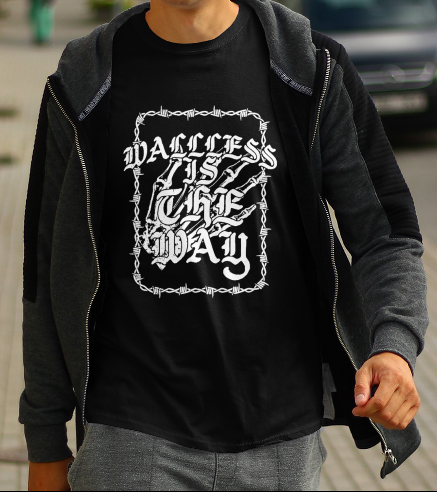 Wallless Is The Way Adam Wacker X WhiteCrayon Collaboration Barbed Skeleton T-Shirt