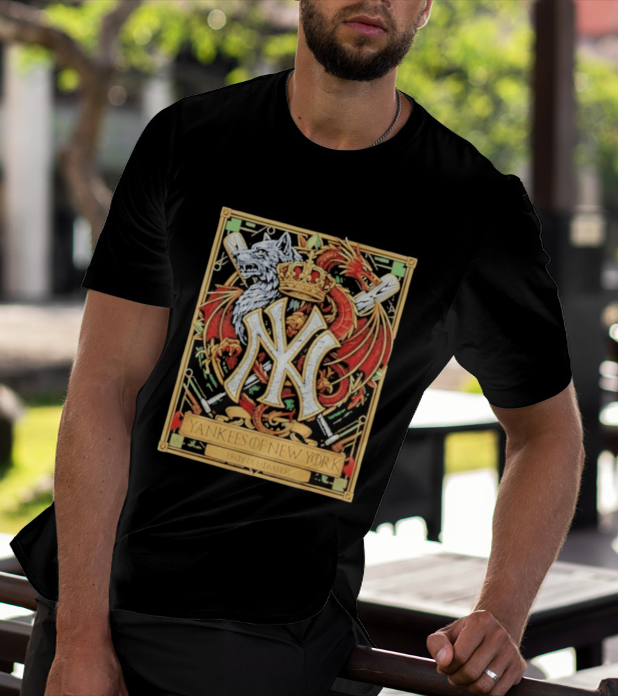 Yankees Of New York Bronx Bomber MLB Baseball Wolf Dragon Crown NY Crest T-Shirt