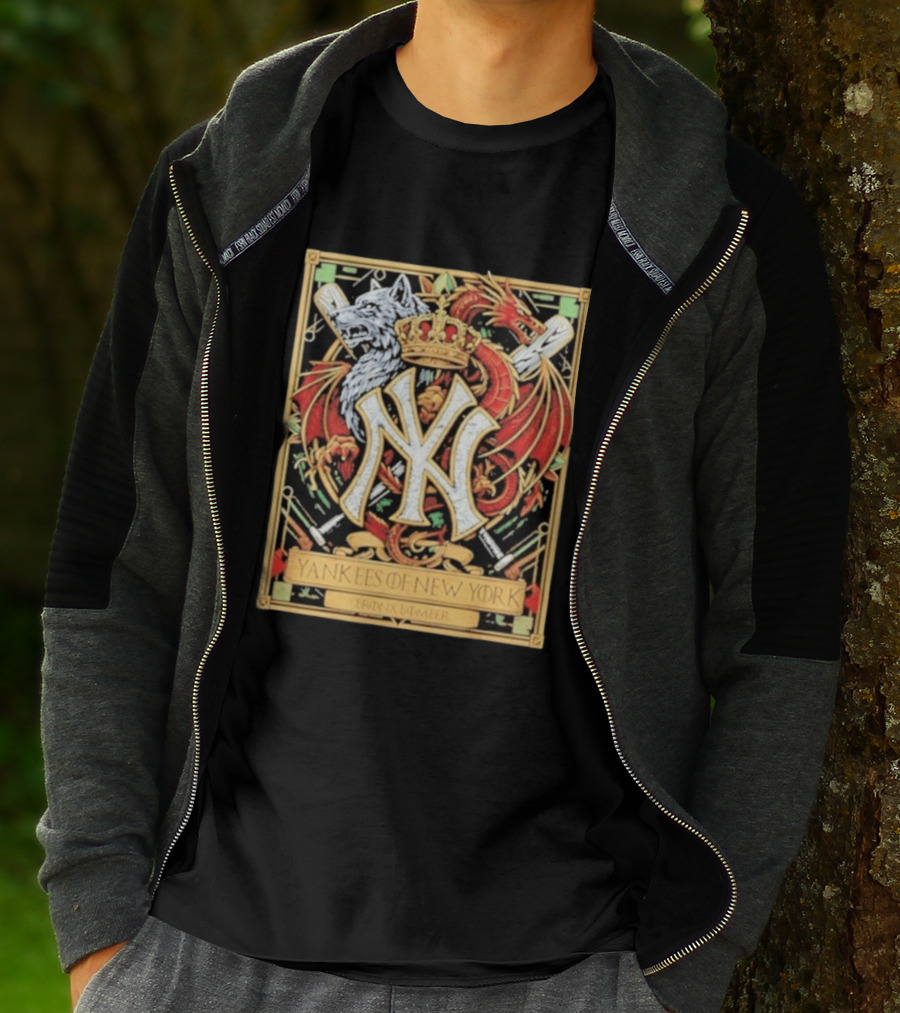 Yankees Of New York Bronx Bomber MLB Baseball Wolf Dragon Crown NY Crest T-Shirt