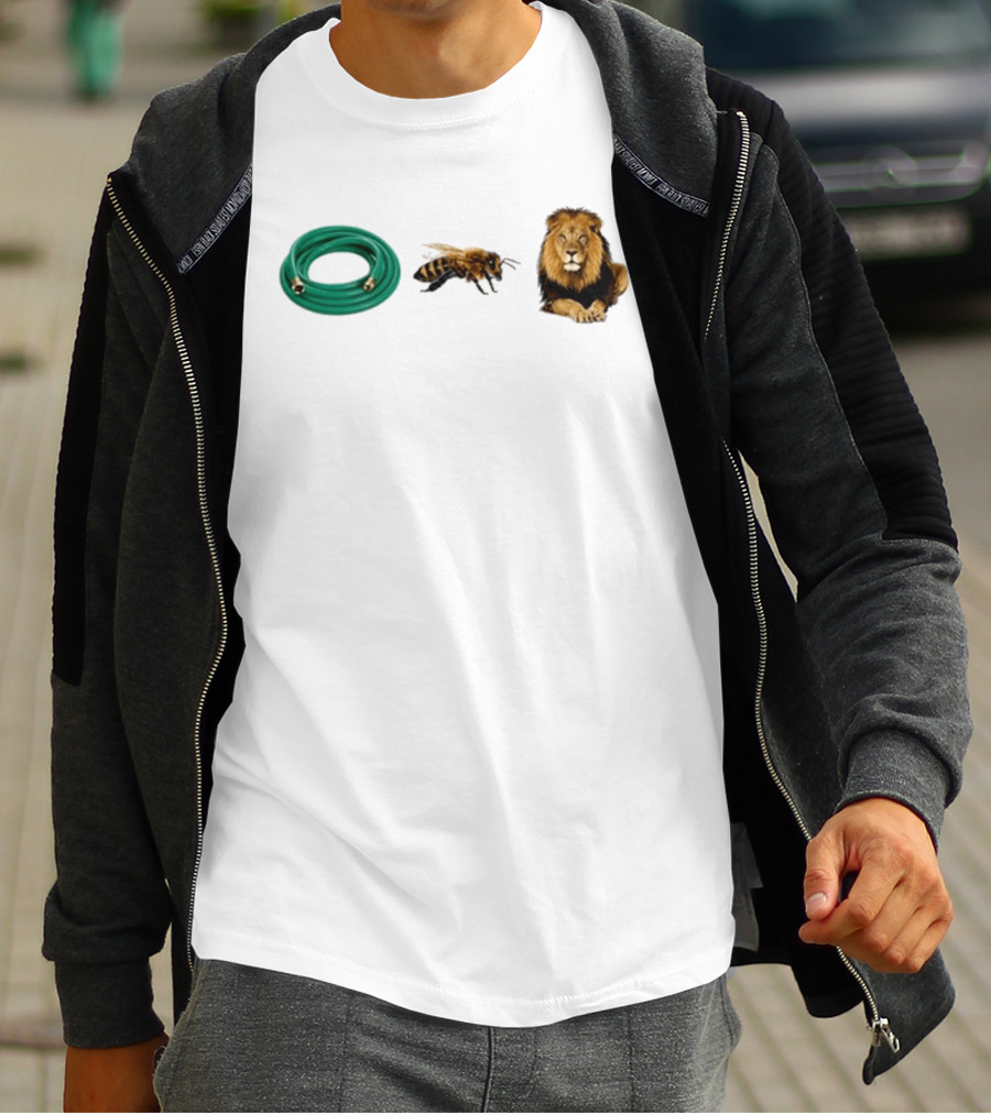 Hose Bee Lion Rebus Wordplay Pun Gardening Humor T-Shirt