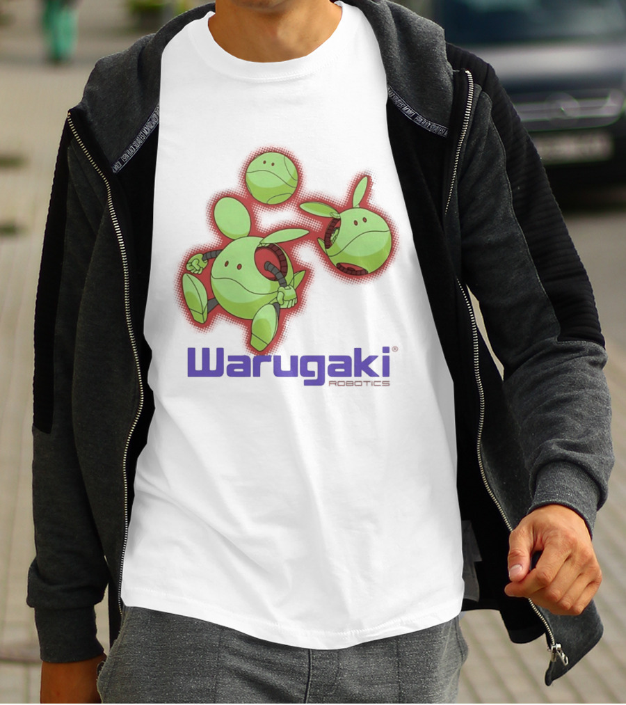 Warugaki Robotics Green Robot Trio Cartoon T-Shirt