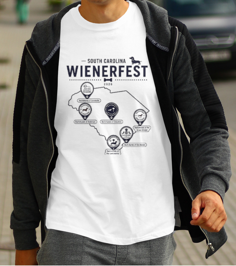 South Carolina Wienerfest 2026 Dachshund Festival Dog Lover Event Map T-Shirt