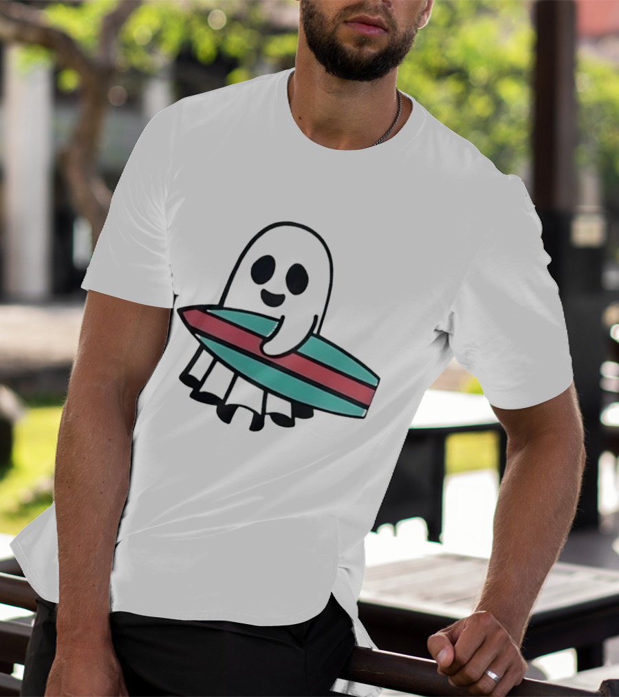 Ghost With Surfboard Adventure Surfing Ghost Fun T-Shirt
