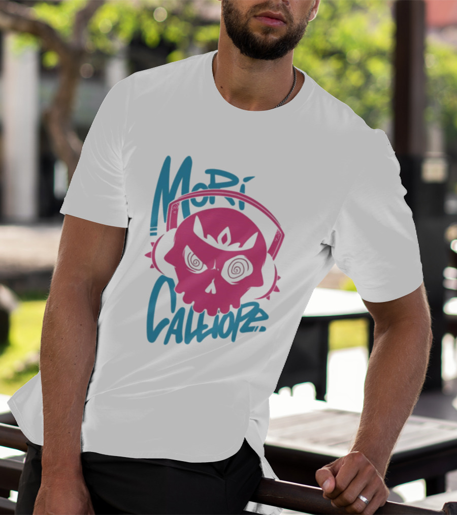 Mori Calliope Pink Skull With Headphones T-Shirt