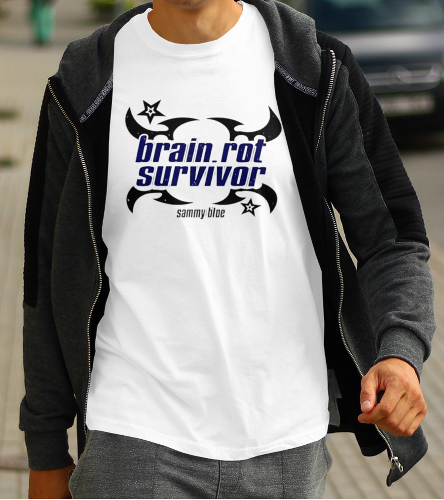 Brainrot Survivor Sammy Blue Stars Tribal T-Shirt
