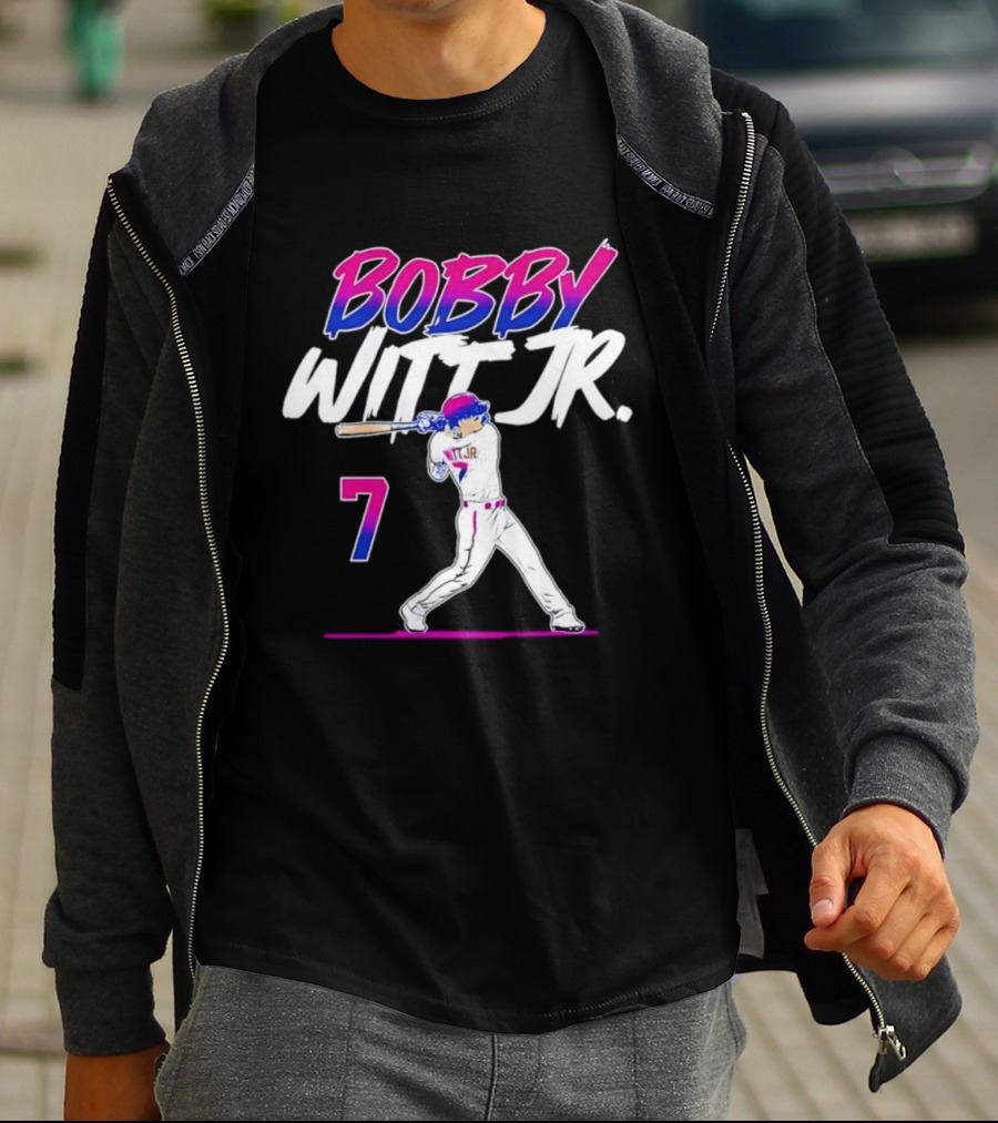 Bobby Witt Jr. 7 Kansas City Royals MLB Slugger Swing T-Shirt