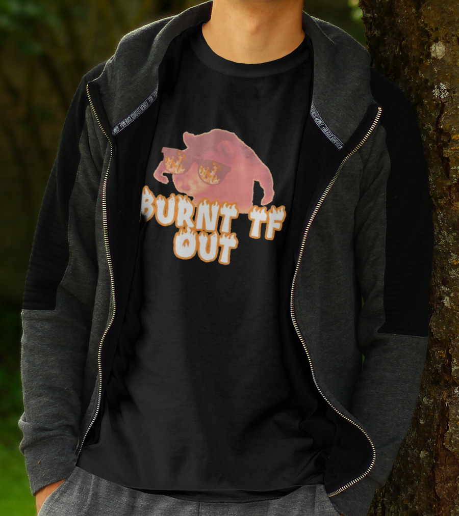 Burnt TF Out Flaming Sunglasses Meme Cat T-Shirt