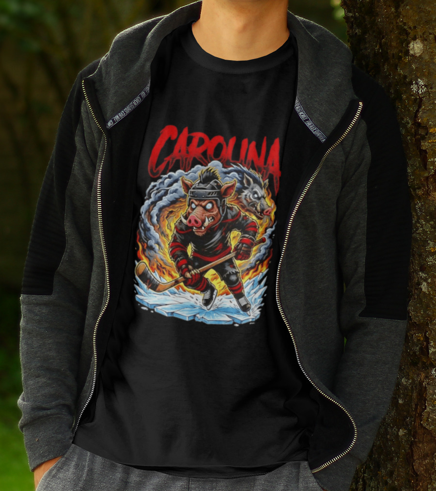 Carolina Hurricanes Stormy Hockey Player Ice Action T-Shirt