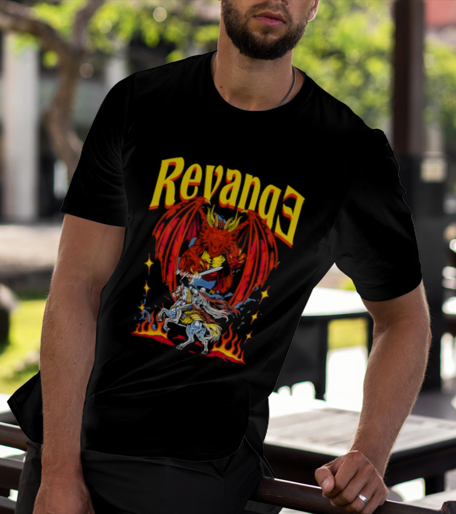 Revenge Dragon Knight Sword Fire Fantasy T-Shirt