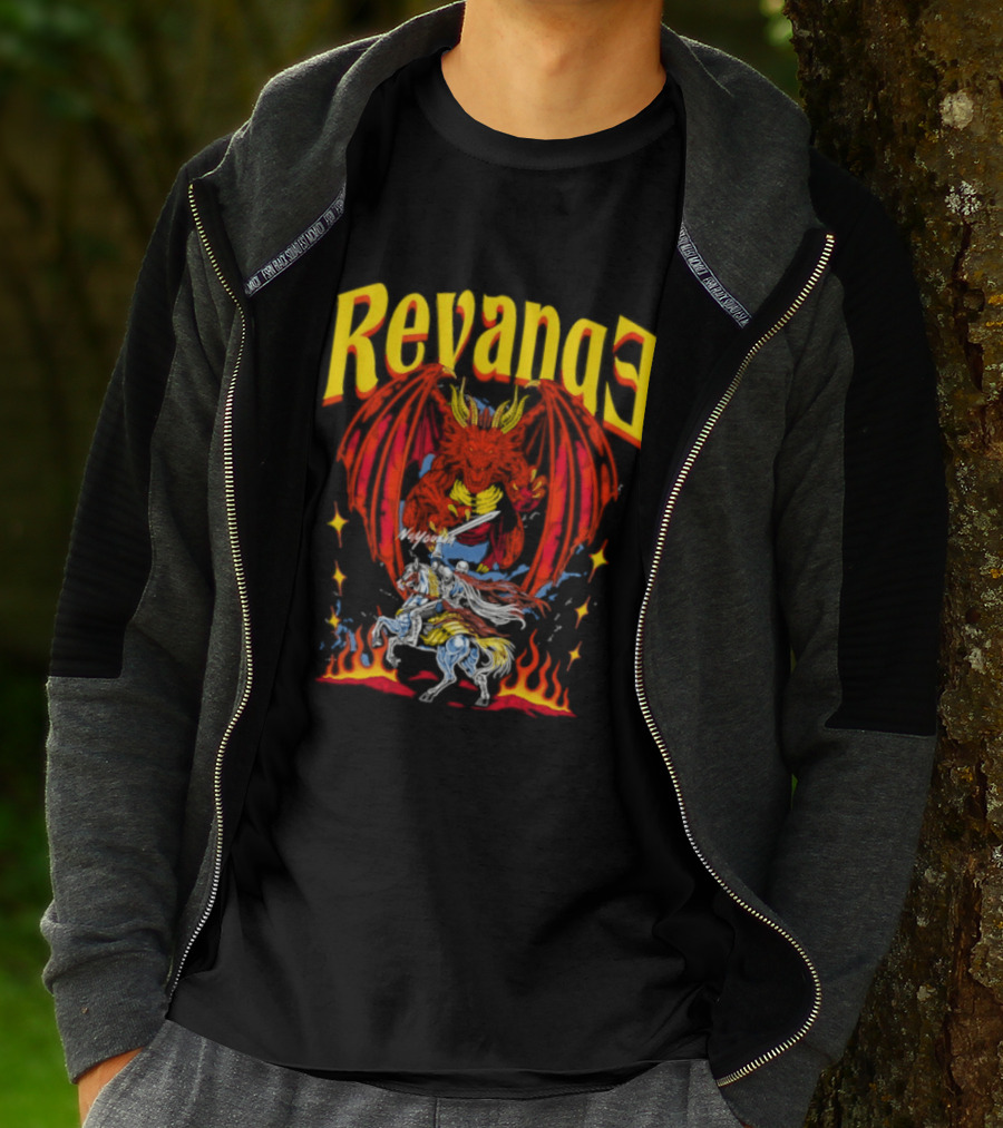 Revenge Dragon Knight Sword Fire Fantasy T-Shirt