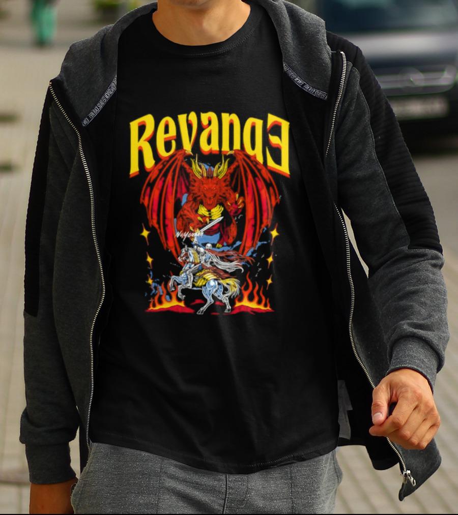 Revenge Dragon Knight Sword Fire Fantasy T-Shirt