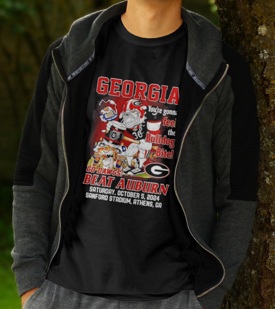 Georgia Bulldogs You're Gonna Feel The Bulldog Bite Go Dawgs Beat Auburn Saturday October 5 2004 Sanford Stadium Athens T-Shirt