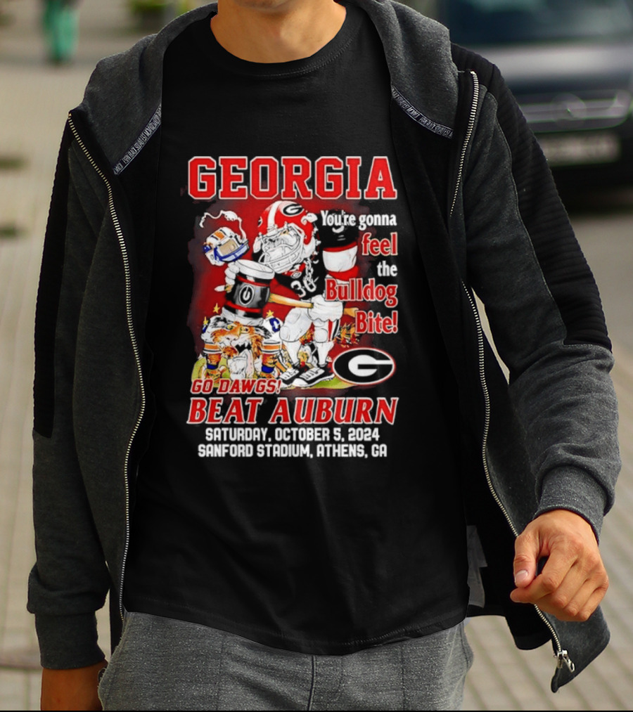 Georgia Bulldogs You're Gonna Feel The Bulldog Bite Go Dawgs Beat Auburn Saturday October 5 2004 Sanford Stadium Athens T-Shirt