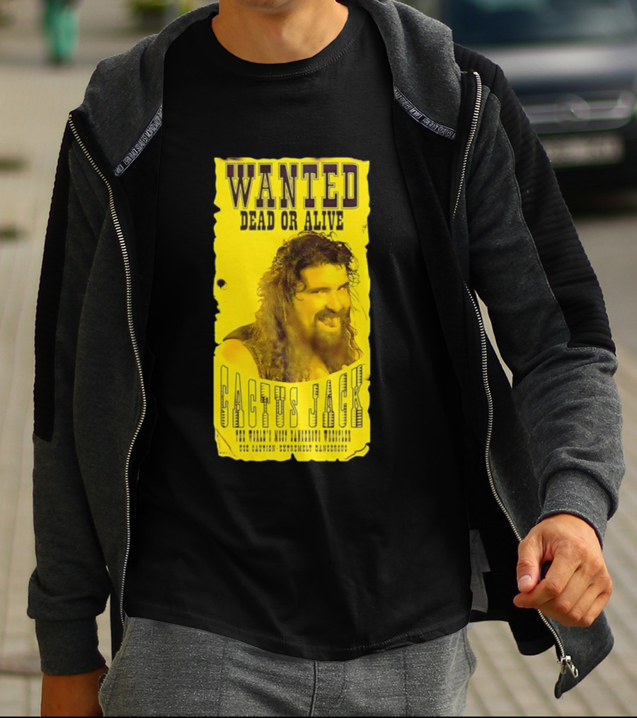Jamie Hayter Iconic Cactus Jack Wanted Dead Or Alive Yellow T-Shirt