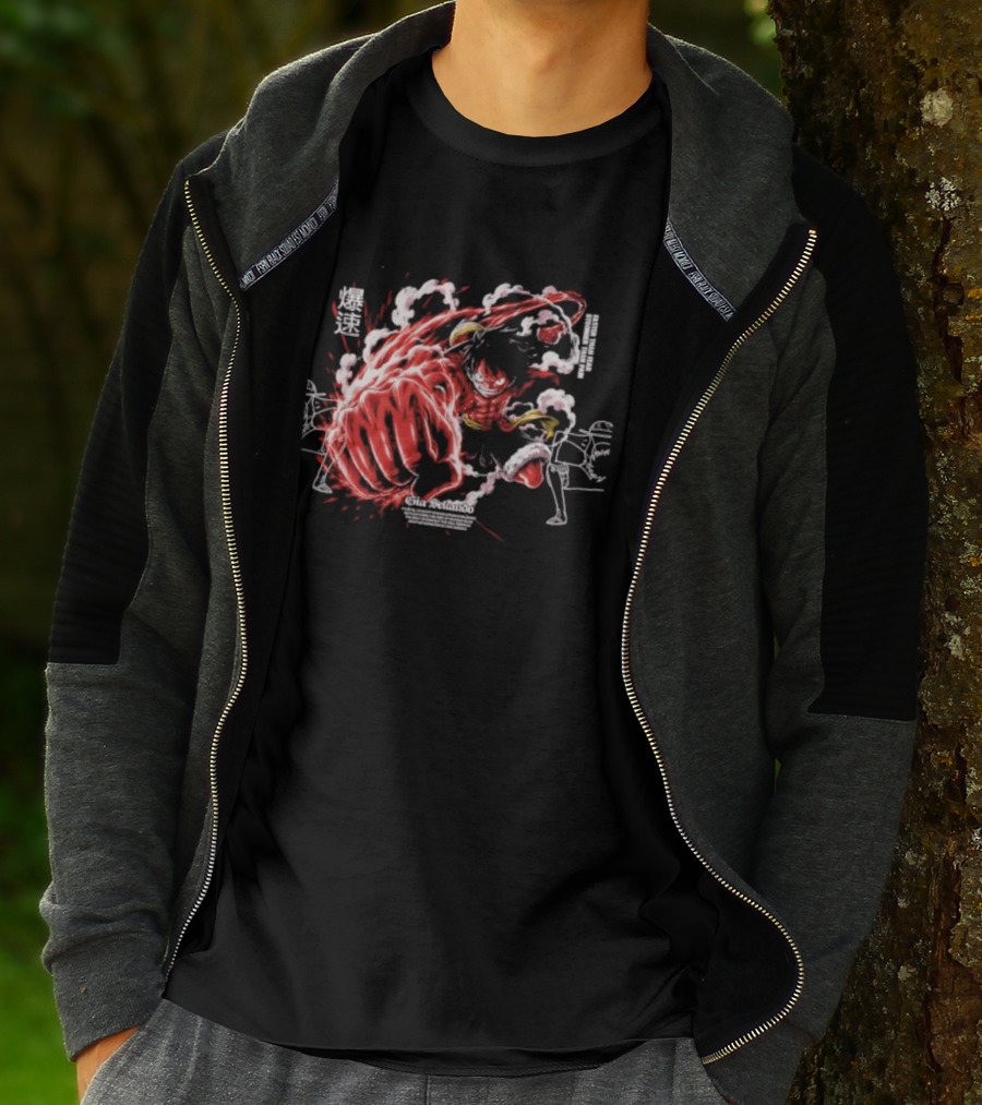 Monkey D. Luffy Faster Than Fear Stronger Than Pain Anime Gear Second Splash Attack T-Shirt