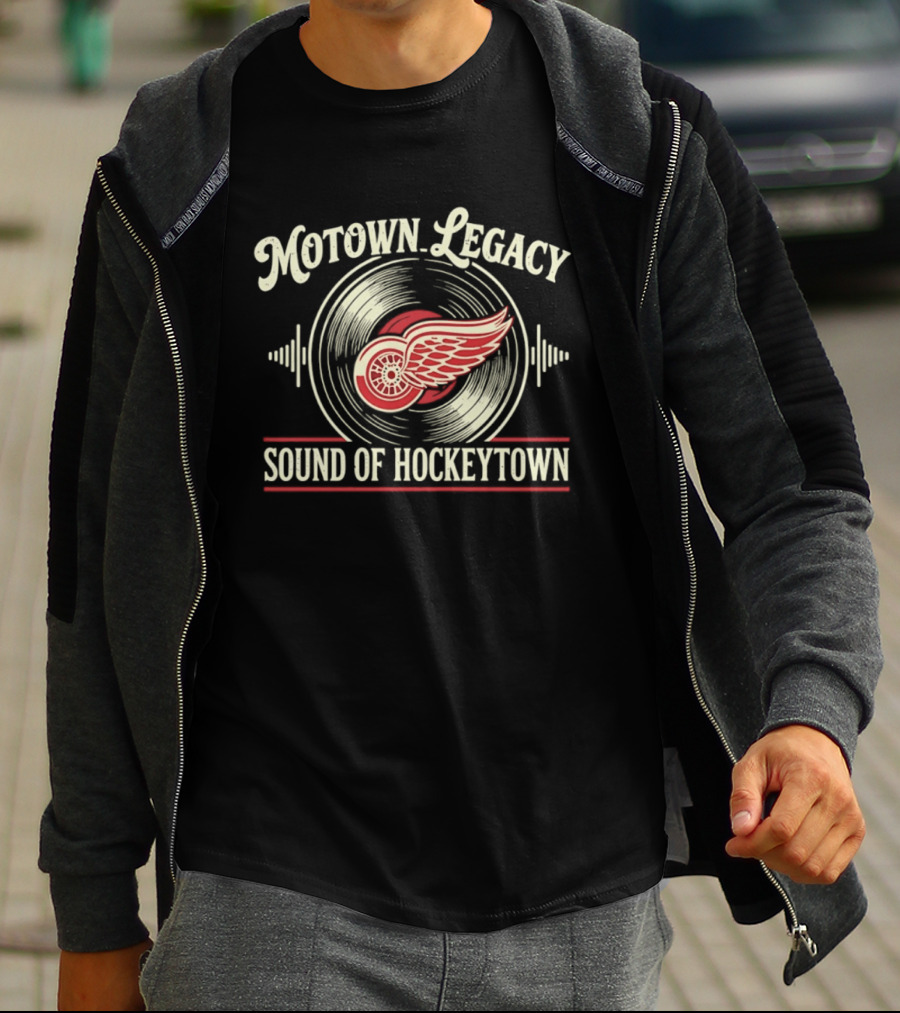 Motown Legacy Sound Of Hockeytown Detroit Red Wings Winged Wheel T-Shirt
