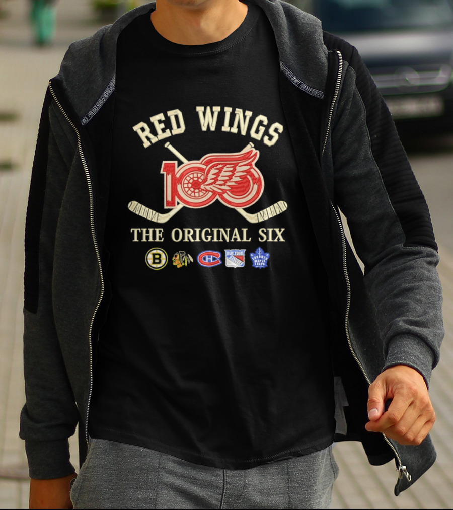 Red Wings 100 Anniversary The Original Six NHL Hockey Teams T-Shirt