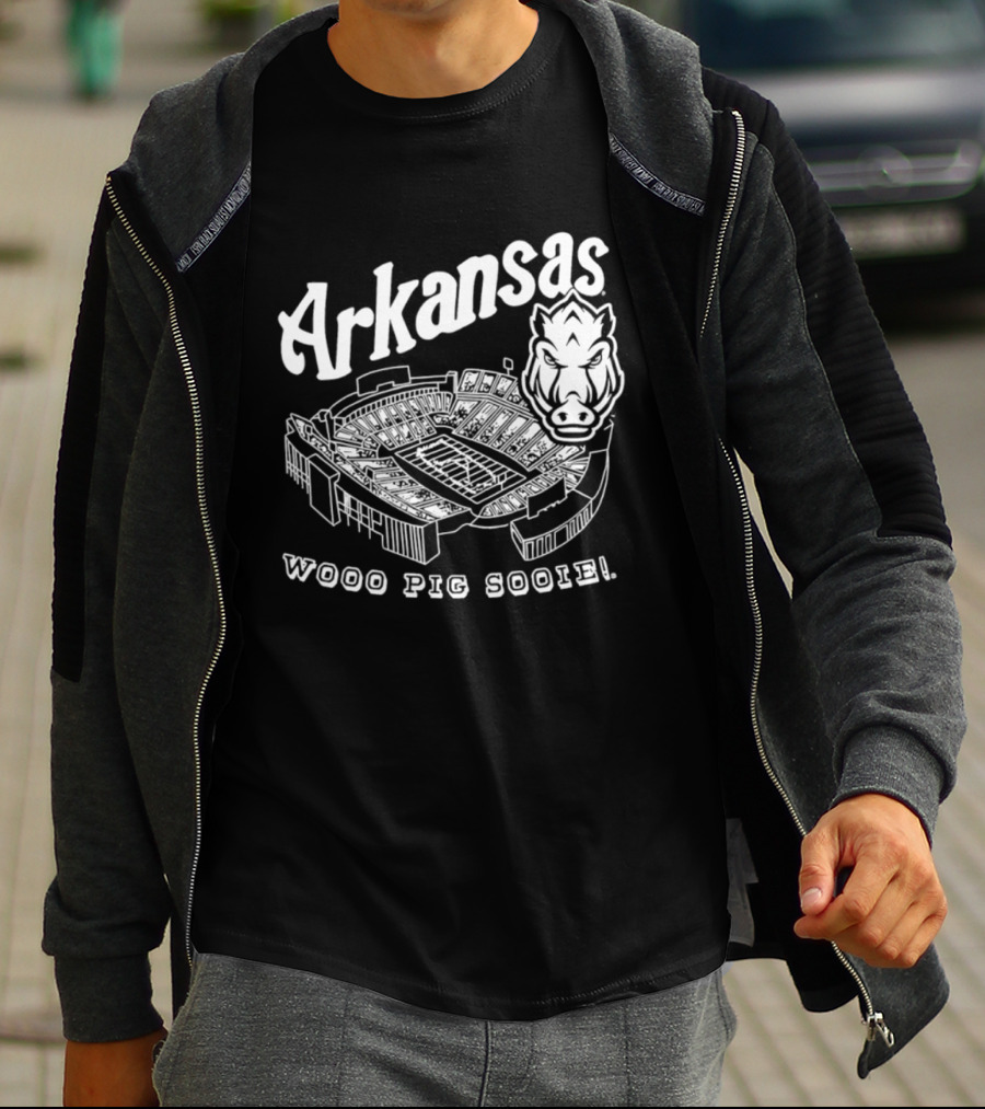 Arkansas Woo Pig Sooie Football Cardinal Stadium T-Shirt