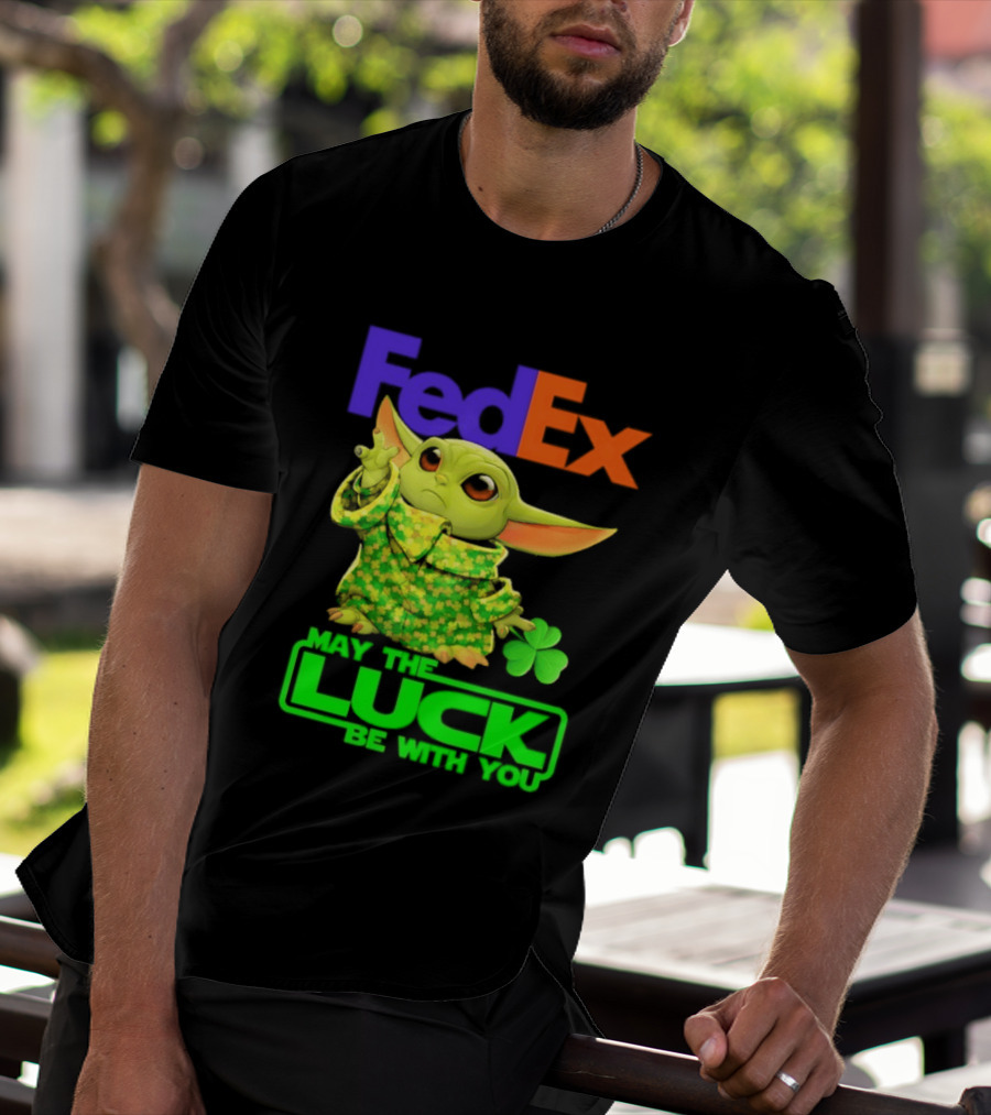 FedEx Baby Yoda May The Luck Be With You Clover T-Shirt