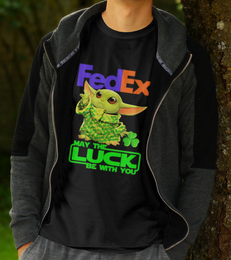 FedEx Baby Yoda May The Luck Be With You Clover T-Shirt