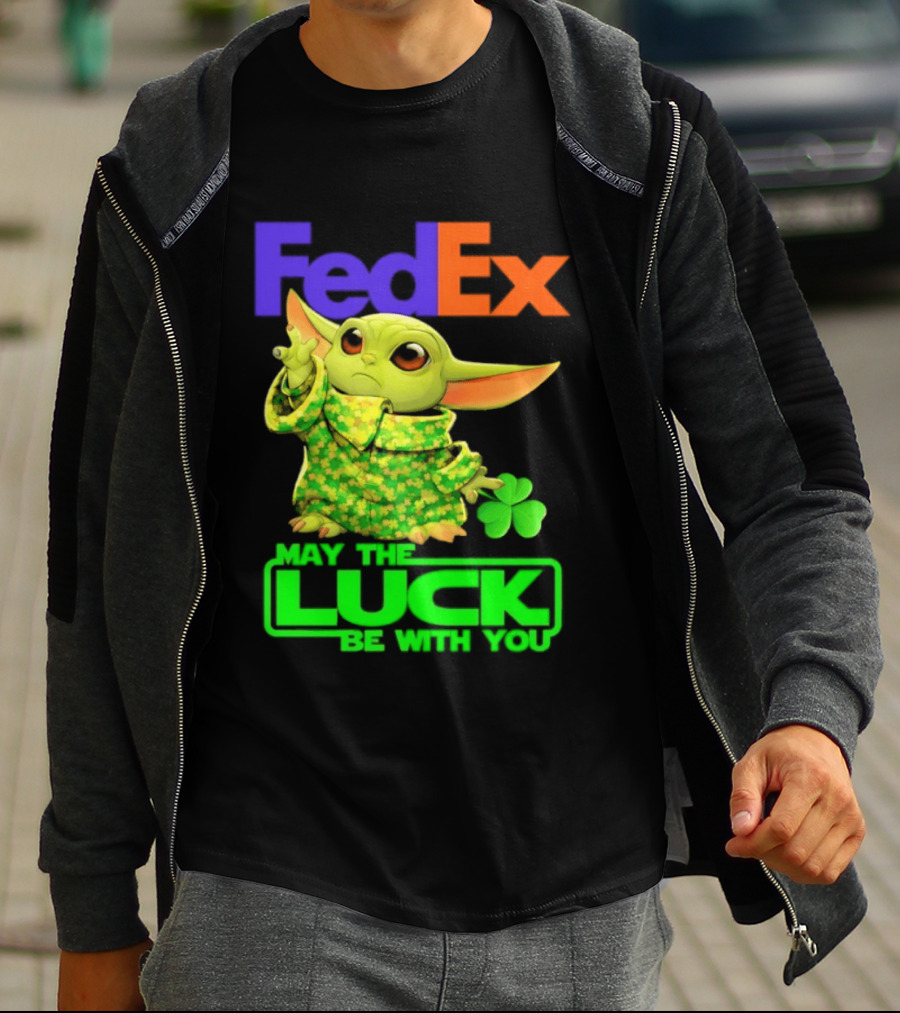 FedEx Baby Yoda May The Luck Be With You Clover T-Shirt