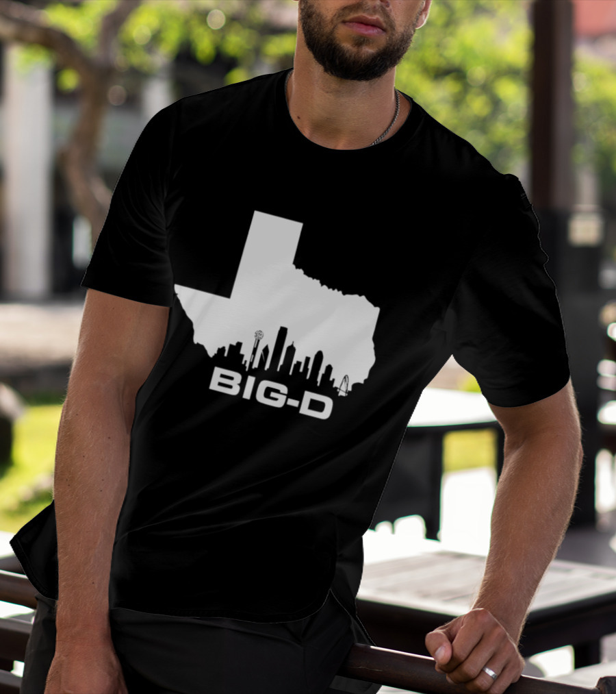 Big D Texas Outline Dallas City Skyline Map T-Shirt