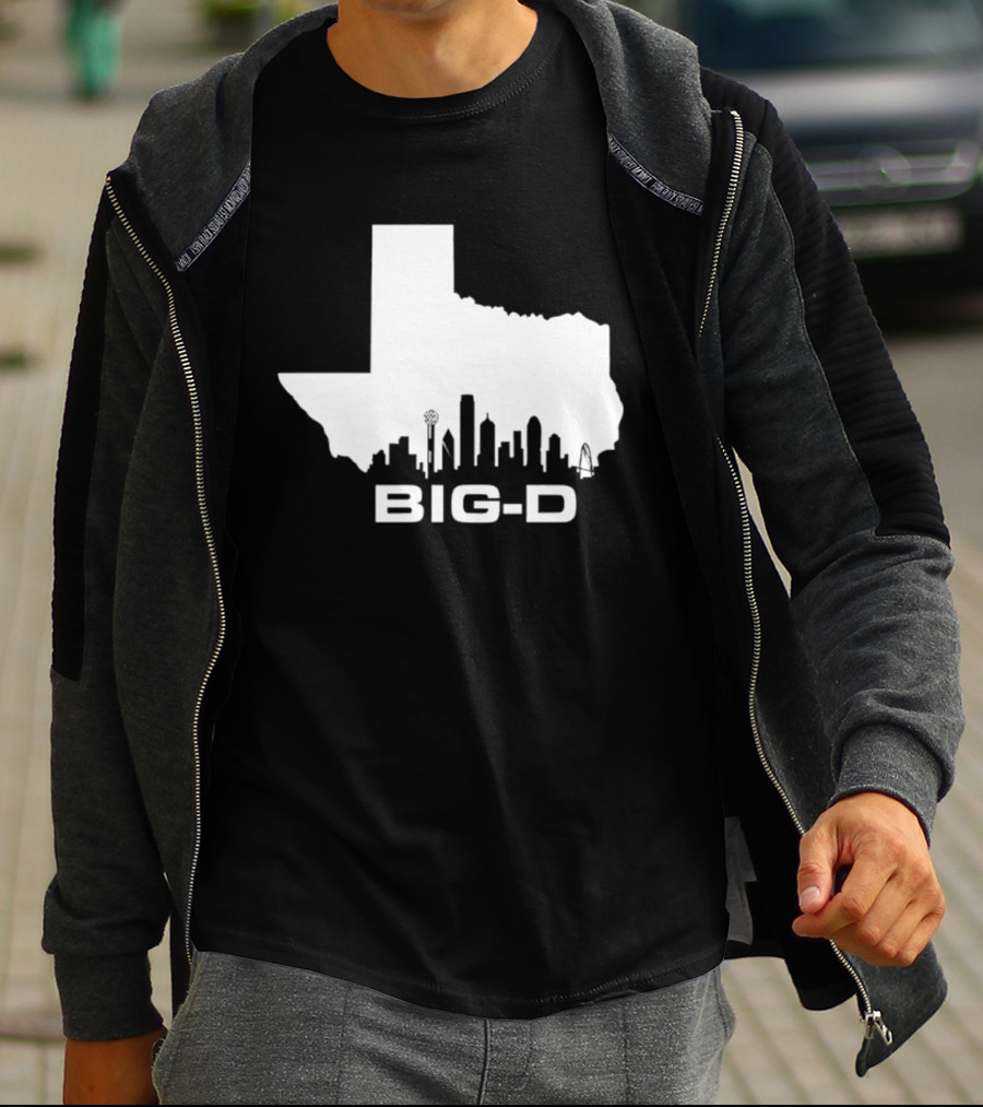 Big D Texas Outline Dallas City Skyline Map T-Shirt