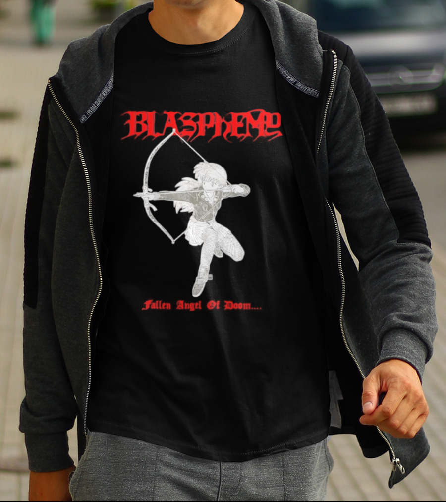 Blasphemy Fallen Angel Of Doom Black Metal Anime Archer T-Shirt