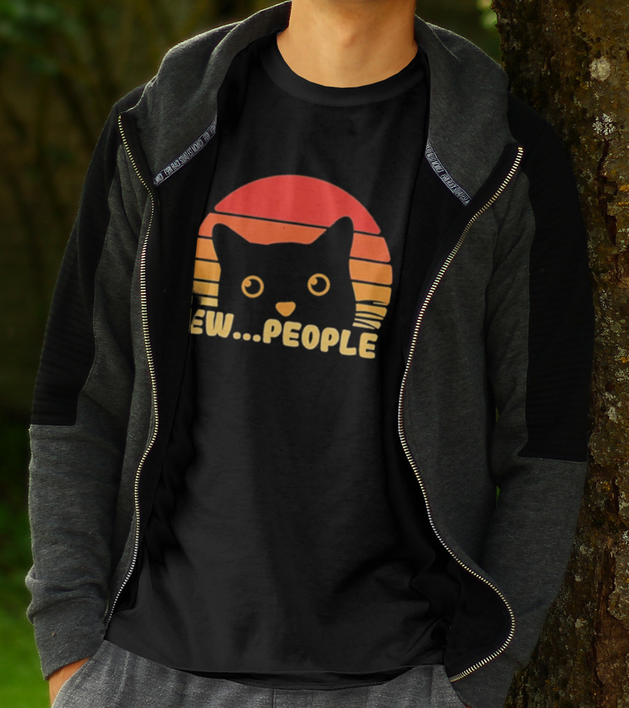 Ew People Judgmental Cat Face Stripes T-Shirt
