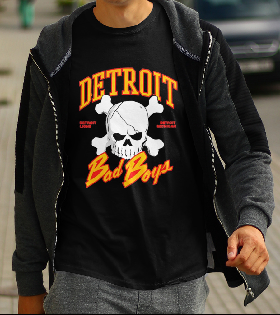 Detroit Lions Bad Boys Skull Detroit Michigan T-Shirt