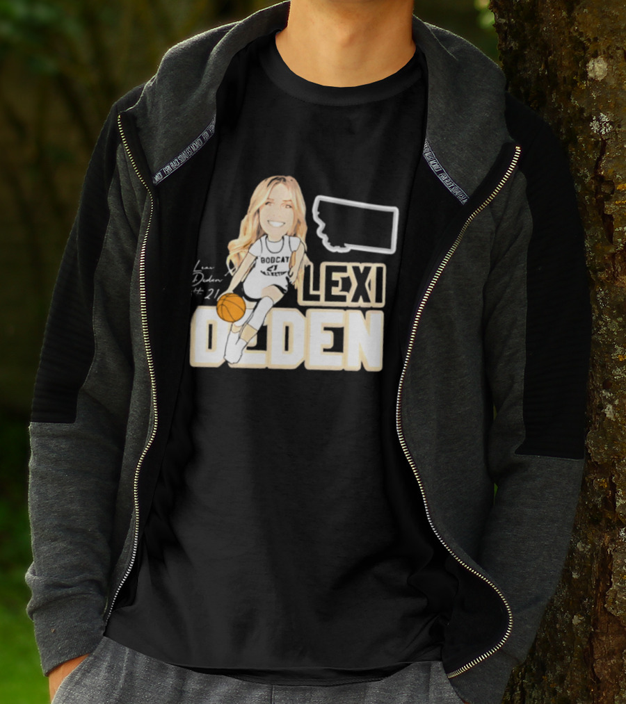 Lexi Deden 21 Bobcat Map Montana Player Caricature Basketball T-Shirt