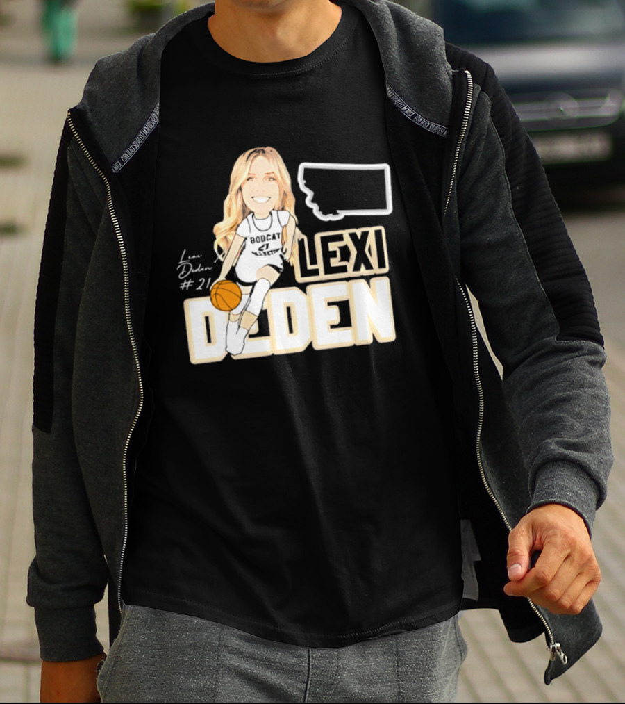 Lexi Deden 21 Bobcat Map Montana Player Caricature Basketball T-Shirt