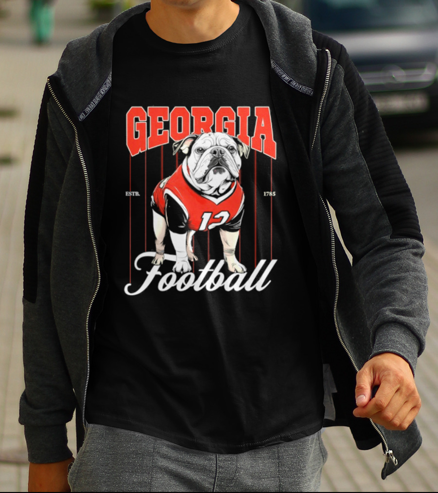 Georgia Bulldogs Football 1785 Bulldog Mascot Red Jersey T-Shirt