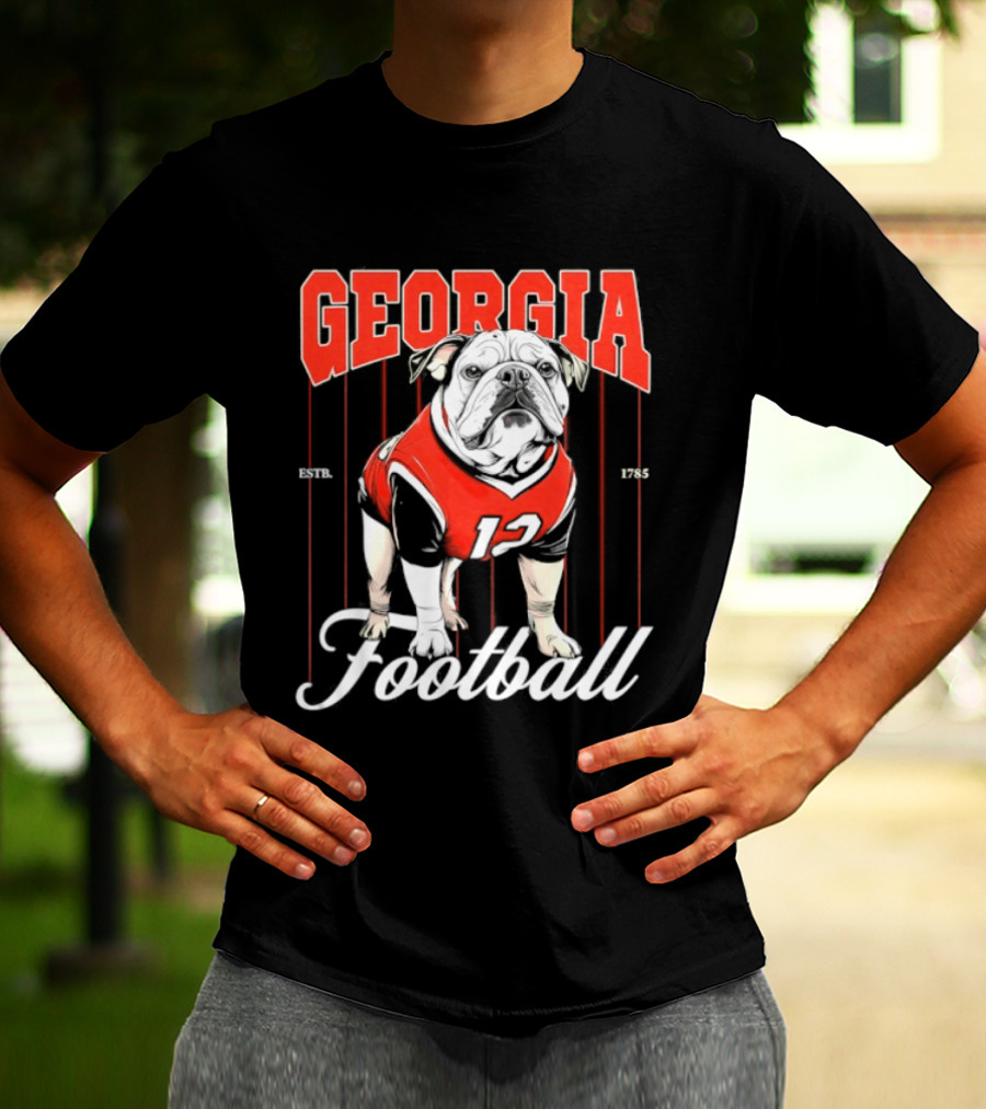 Georgia Bulldogs Football 1785 Bulldog Mascot Red Jersey T-Shirt
