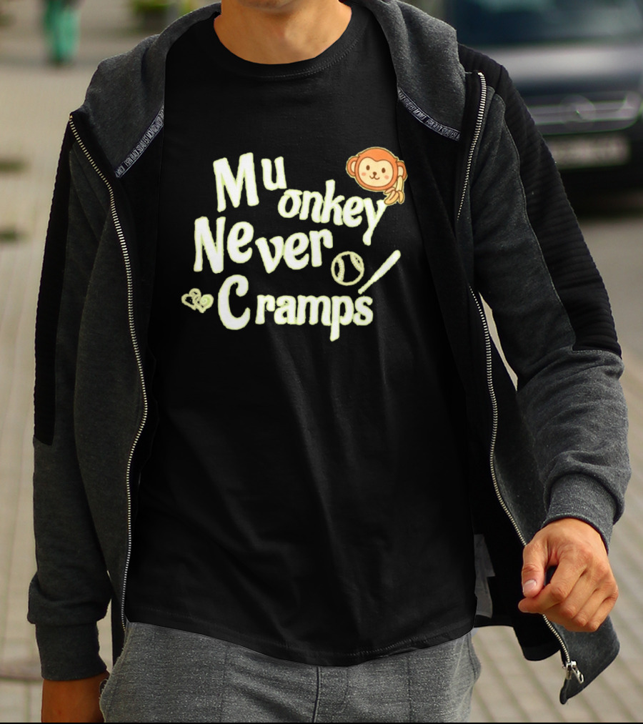 Mu Monkey Never Cramps Munenori Kawasaki Humor T-Shirt