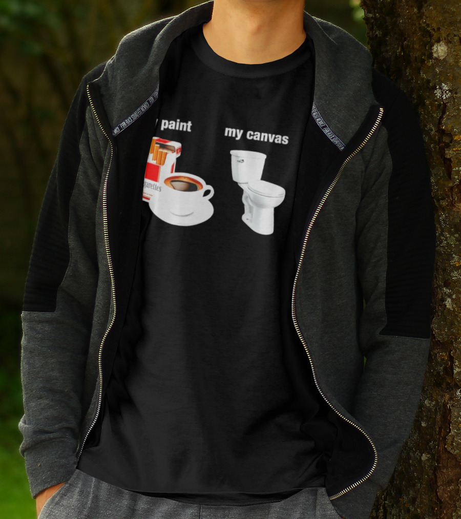 Cigarettes Coffee Toilet Funny Morning Routine T-Shirt