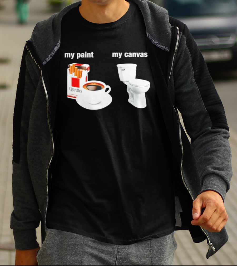 Cigarettes Coffee Toilet Funny Morning Routine T-Shirt