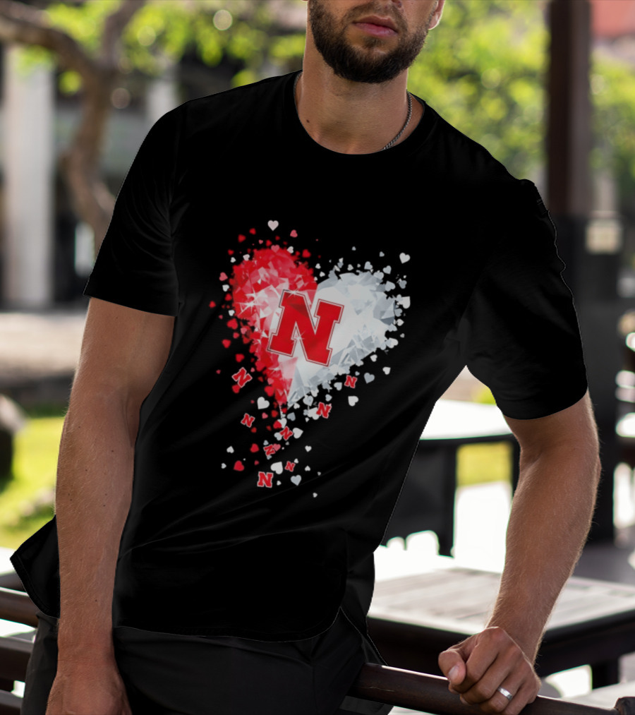 Nebraska Cornhuskers Heart Diamond Red N 2026 NCAA T-Shirt