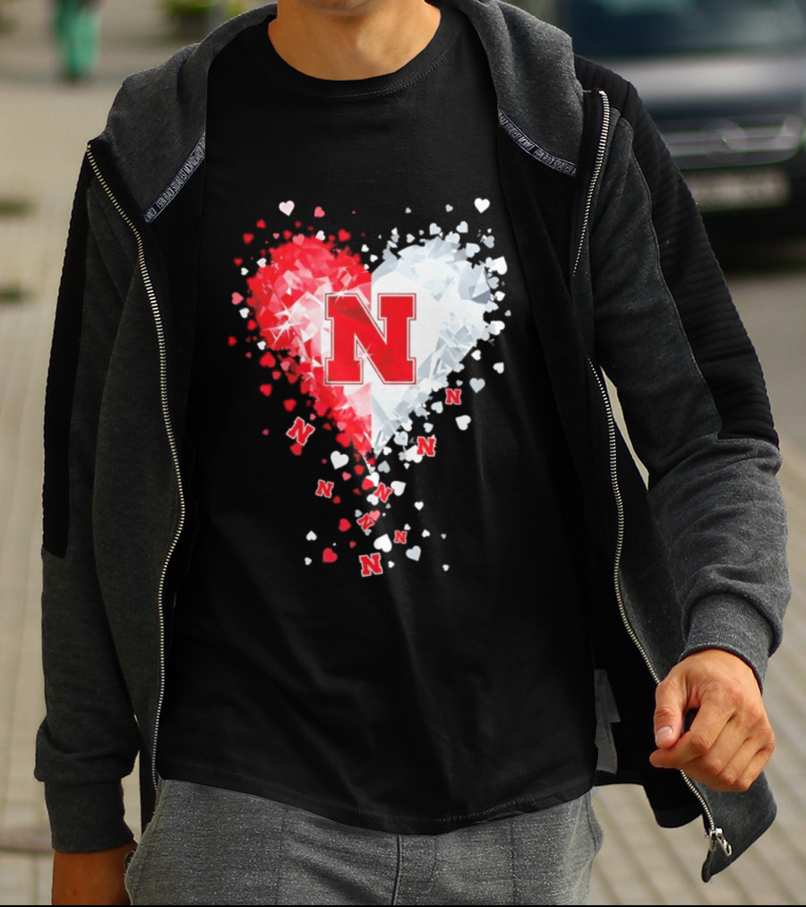 Nebraska Cornhuskers Heart Diamond Red N 2026 NCAA T-Shirt