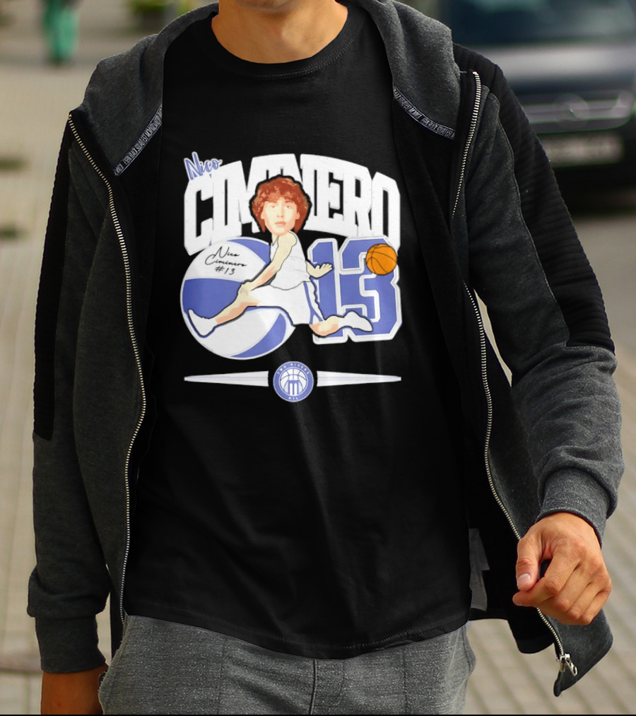 Nico Ciminero 13 Basketball Caricature Marietta College Athletics T-Shirt