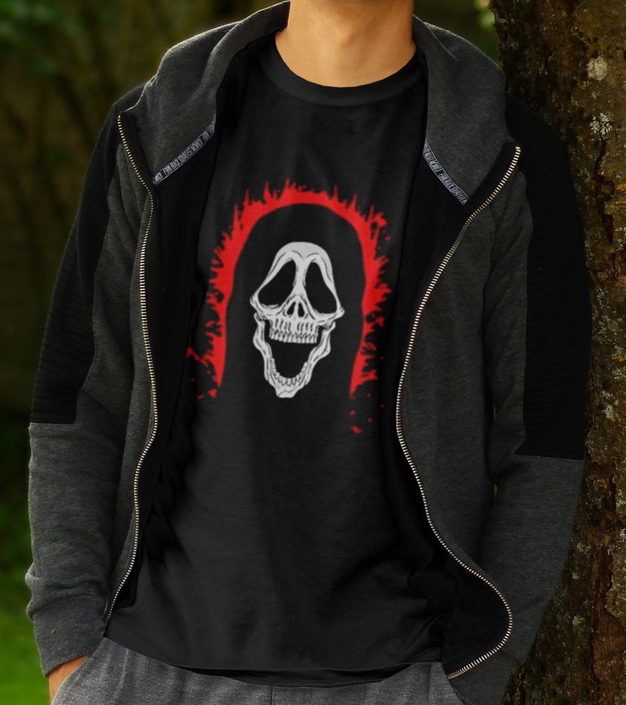Scream Ghostface Skull Horror Halloween Blood Dripping Mask T-Shirt