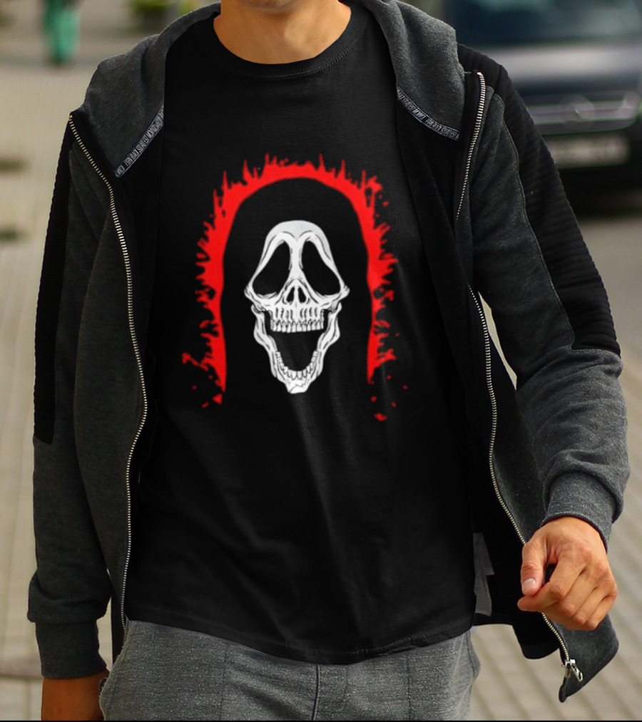 Scream Ghostface Skull Horror Halloween Blood Dripping Mask T-Shirt