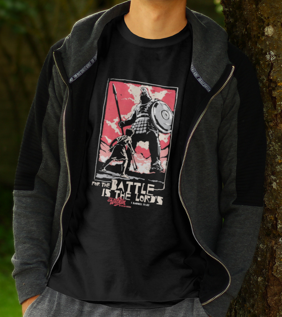 The Courageous Athlete Battle For The Battle Is The Lord's David And Goliath 1 Samuel 17:47 T-Shirt