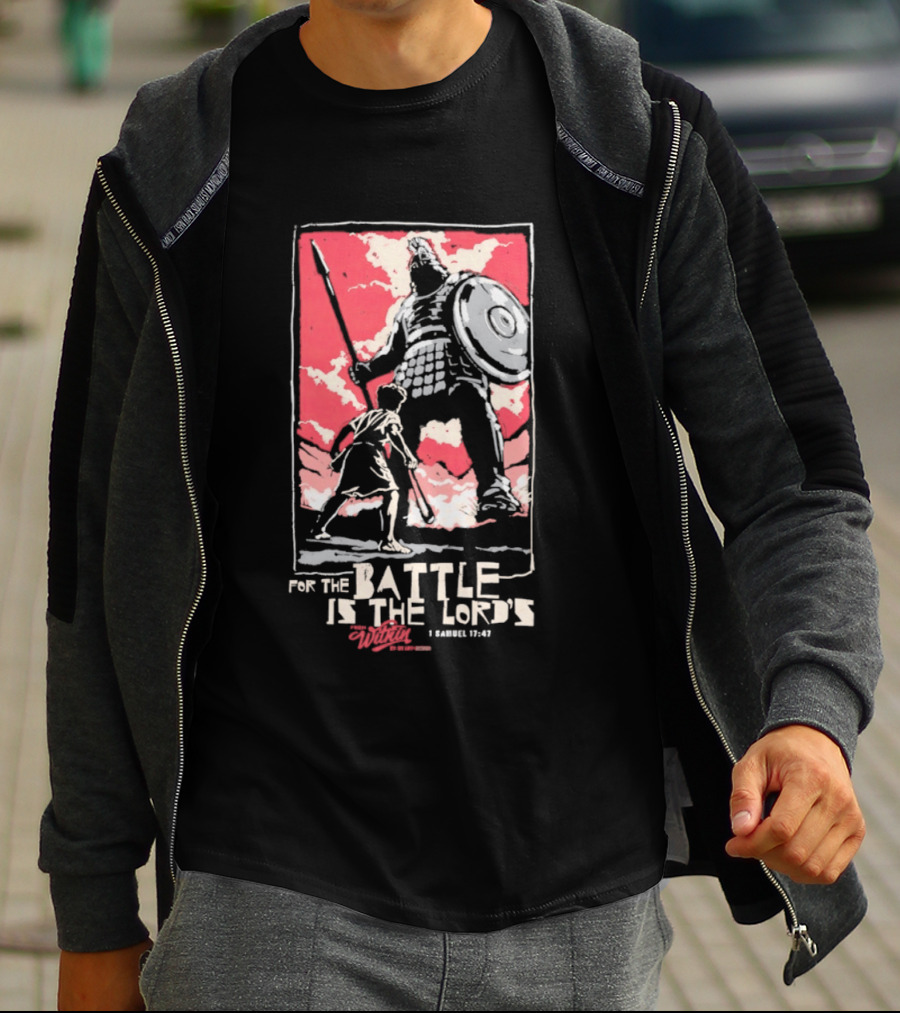 The Courageous Athlete Battle For The Battle Is The Lord's David And Goliath 1 Samuel 17:47 T-Shirt
