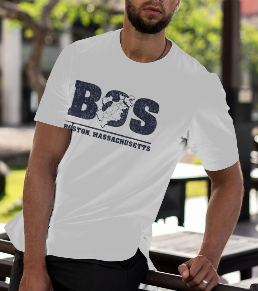 BOS Boston Massachusetts Neighborhoods Map T-Shirt